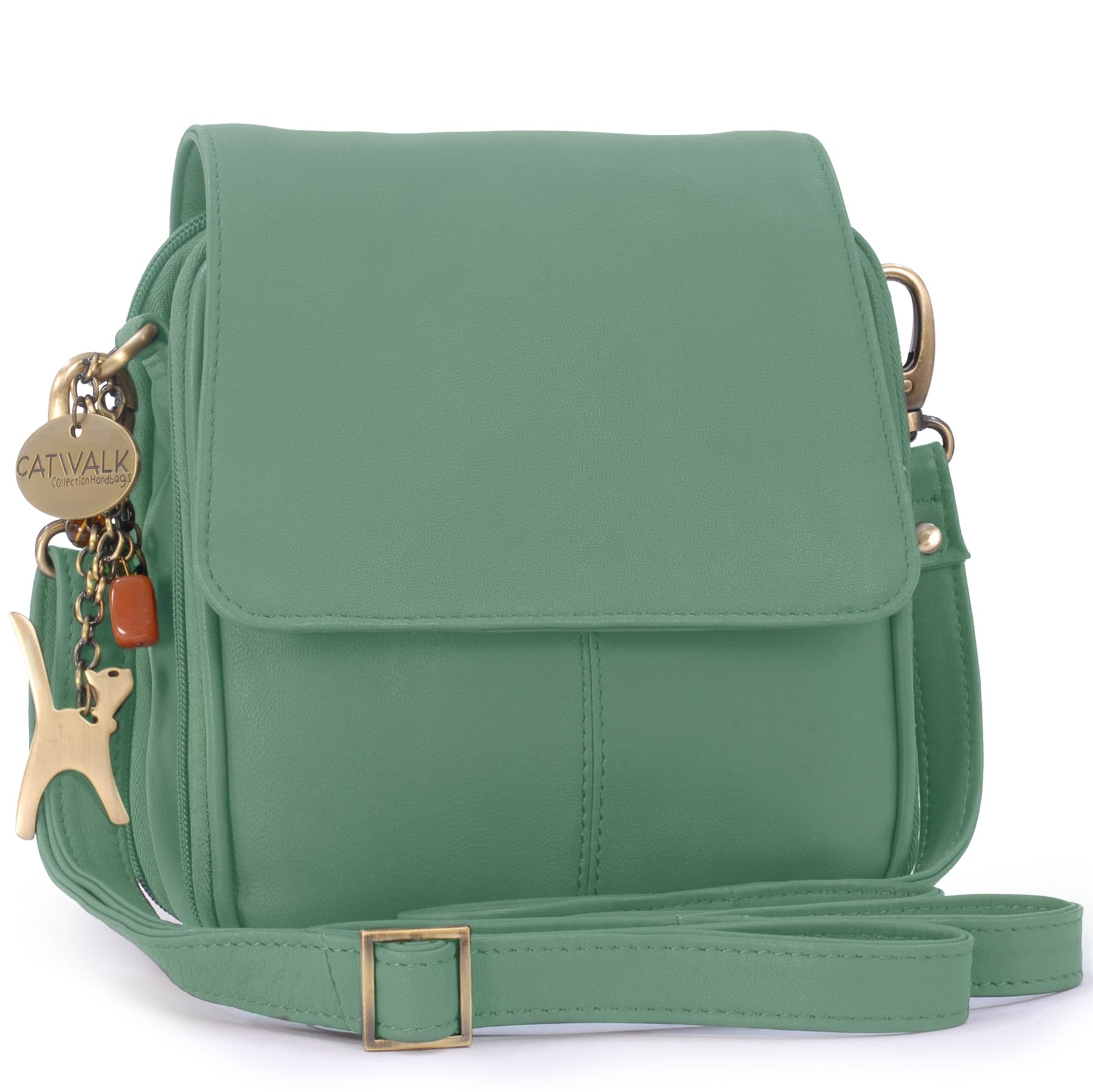 Catwalk Collection Handbags - Bolso Bandolera de Piel - Messenger Bag Pequeño de Mujer - Bolso de Diario con Multibolsillos - Teagan