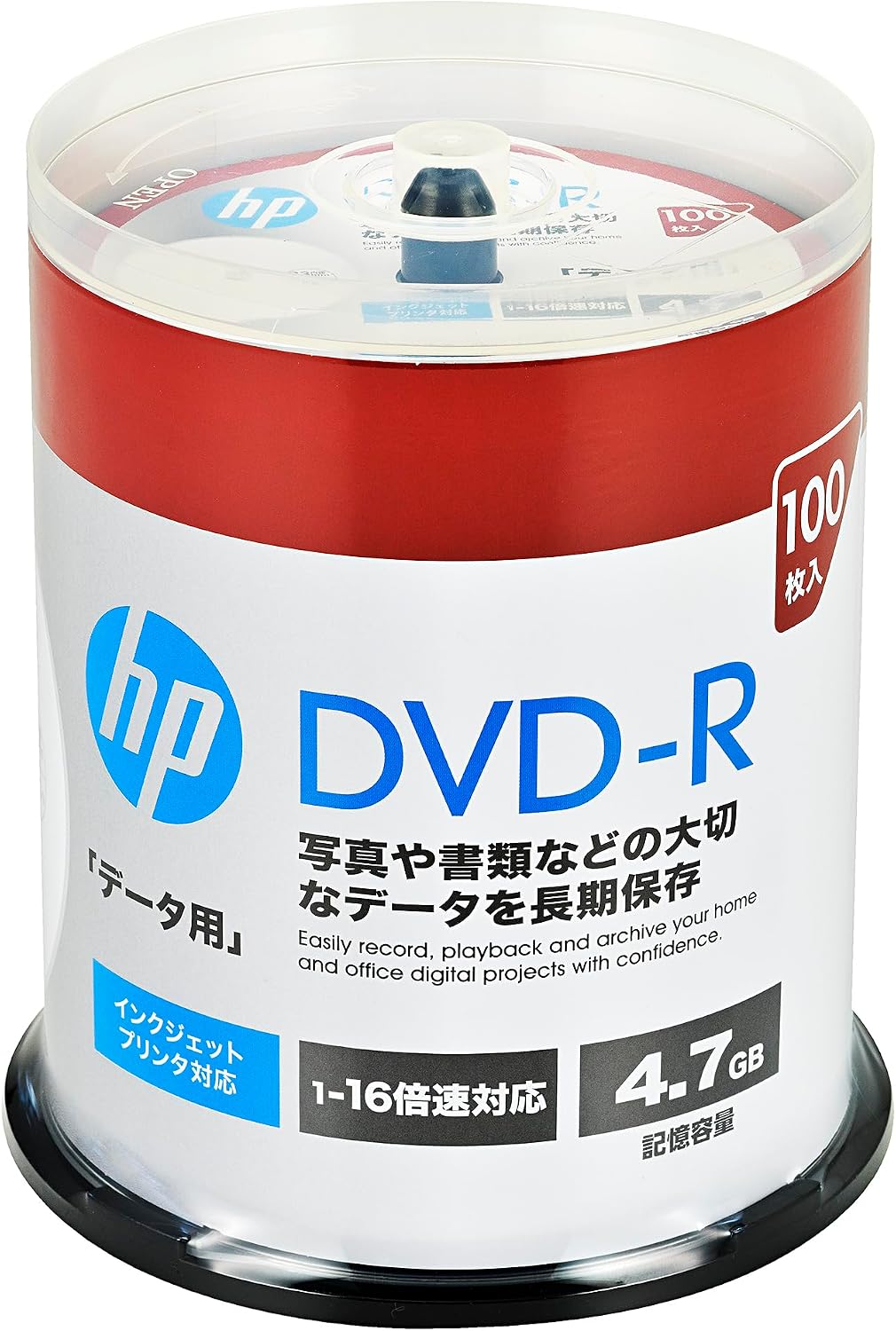 【 ヒューレット・パッカード(HP) DVD-R 4.7GB 100枚 】