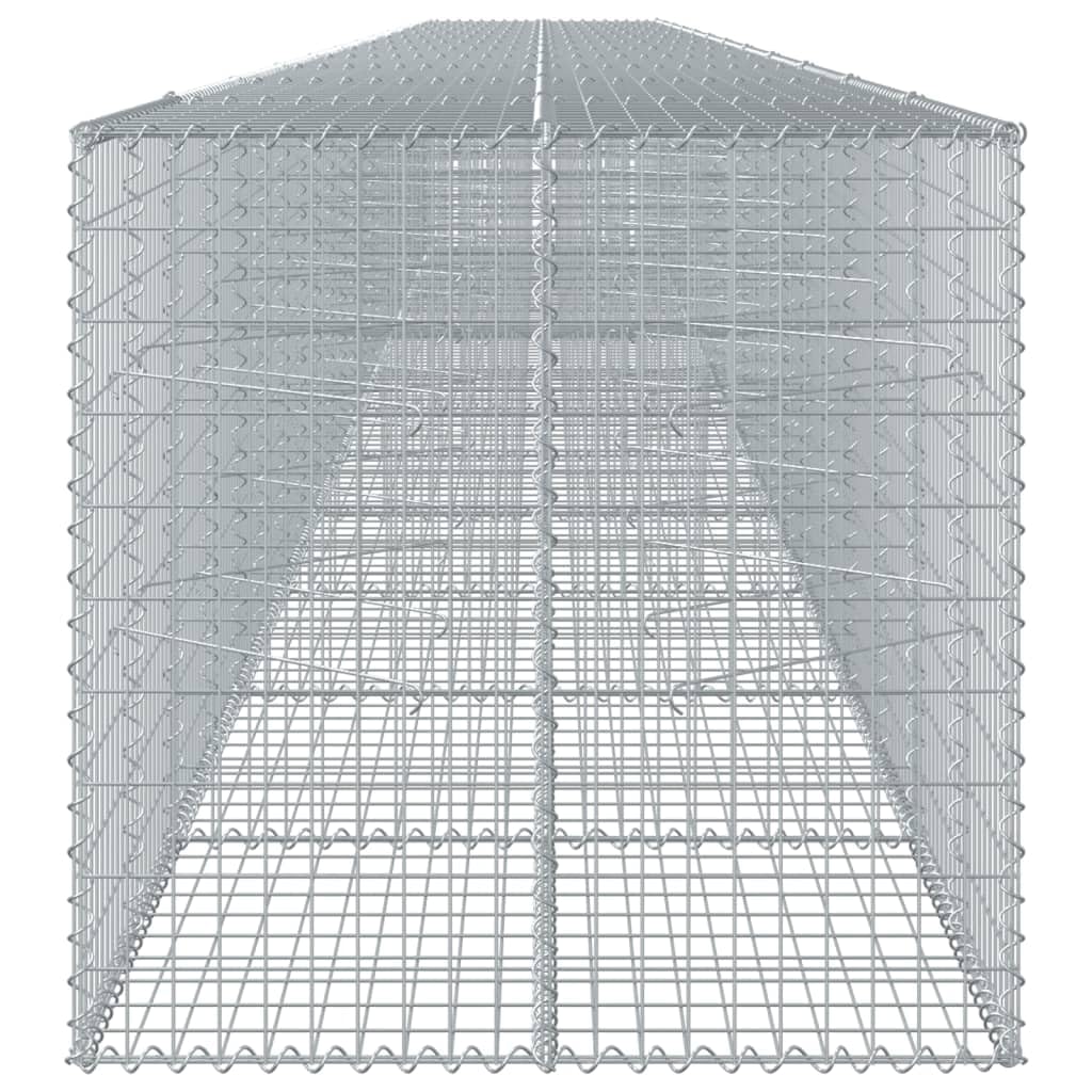 Gabion z pokrywką, 1200 x 100 x 100 cm, ocynkowany kosz z żelaza, kamień do kształtowania krajobrazu i dekoracji zewnętrznej, z hakiem dystansowym dla stabilności, montaż bez użycia narzędzi