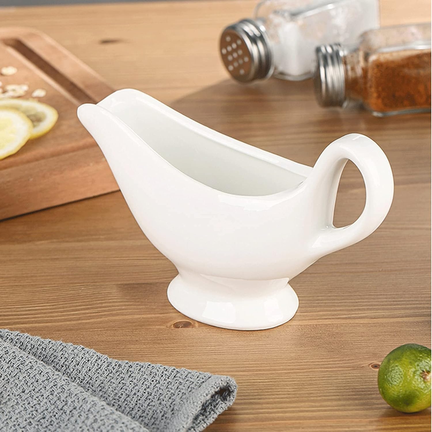 90ml or 160ml or 270ml Ceramic Sauce Boat, Long Spout Gravy Boat, Can be Used in Family Hotel, Restaurant Milk Jug (Size: Small) (S)