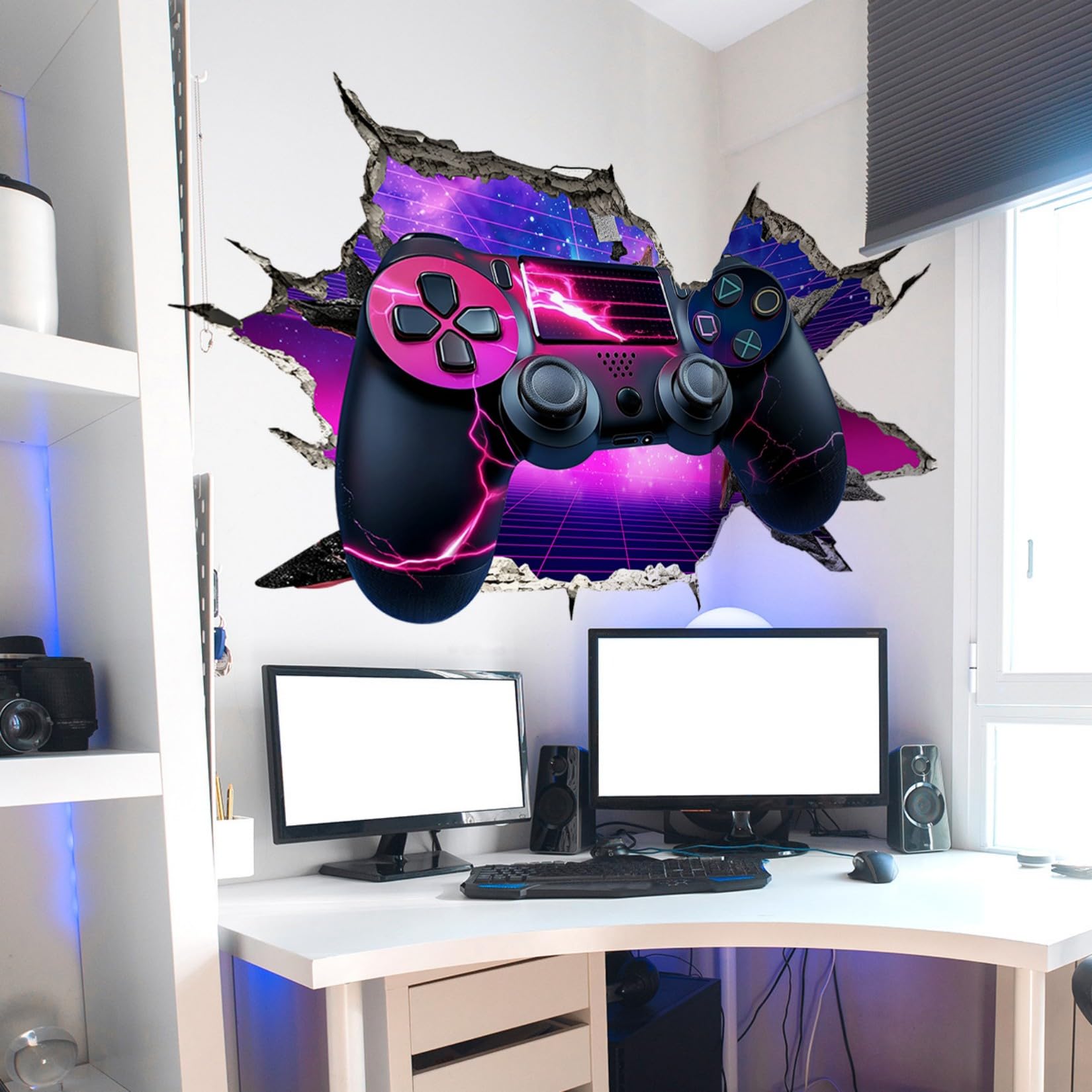 3D Game Wall Decals,Gamer Controller Wall Stickers for Boys Room,Gaming Joystick Sticker for Teenagers Kids Bedroom Playroom Nursery Wall Decor-Style A - Image 2