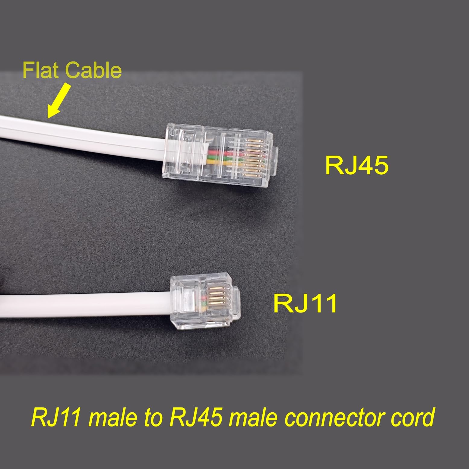 JZK 1.5m Blanc RJ11 vers RJ45 câble, cordon raccordement Ethernet, cordon raccordement téléphonique ADSL 6P4C vers 8P8C, rallonge réseau plate pour VoIP, fax, téléphone, ligne fixe, modem, routeur