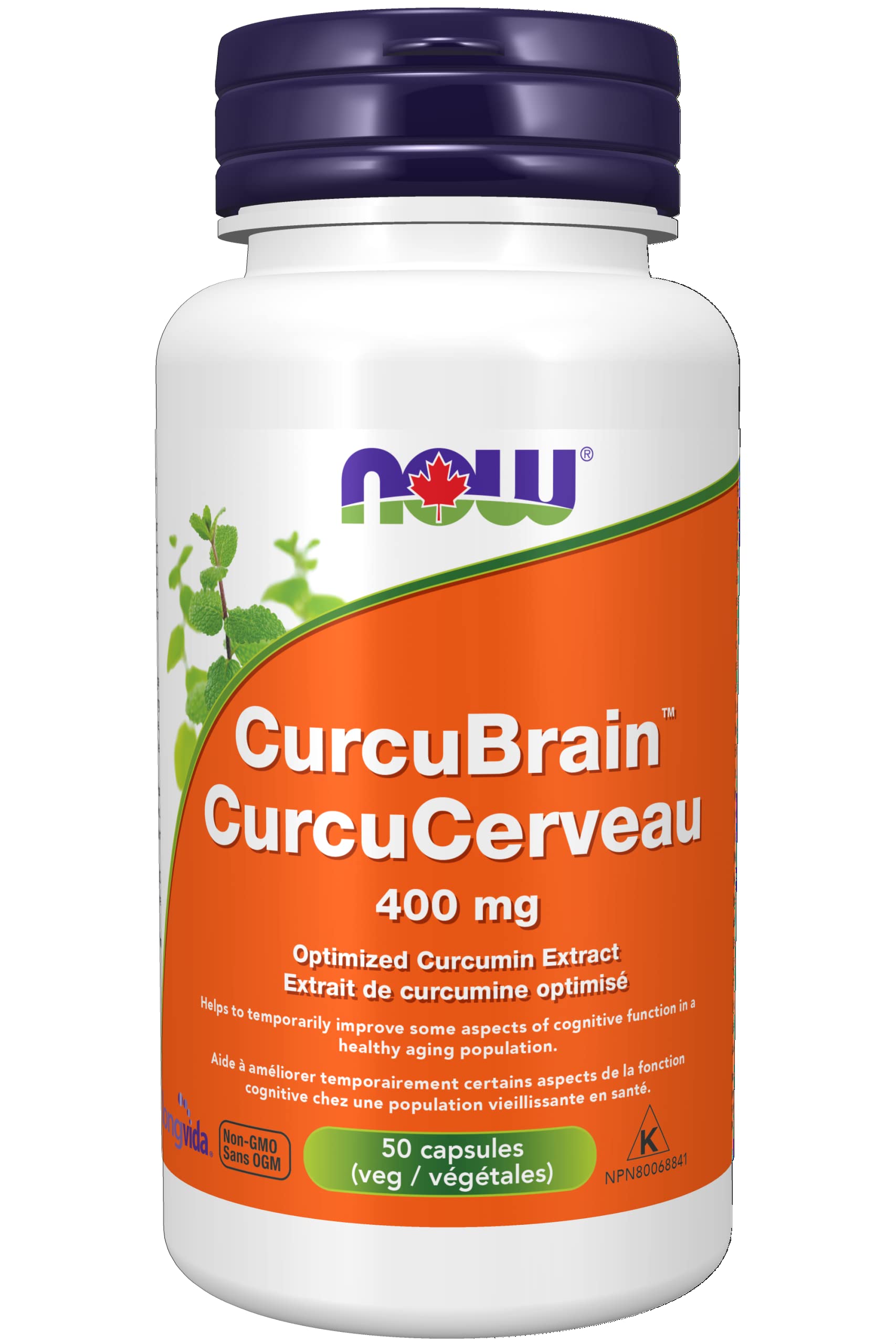 NOW CurcuBrain Longvida 400mg 50 Veg Capsules, 20 g