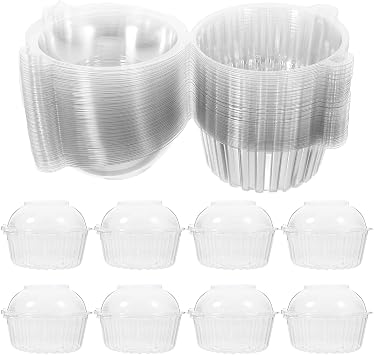 Clear Plastic Cupcake Boxes 50 Pack Individual Small Cake Containers with Dome Lids Stackable Muffin Boxes for Wedding Party Dessert Storage