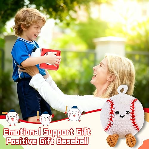 Miniatura 2 de Regalos de béisbol positivos de ganchillo, regalo inspirador de béisbol para niños, entrenador, novio, hermano, regalos divertidos hechos a mano con