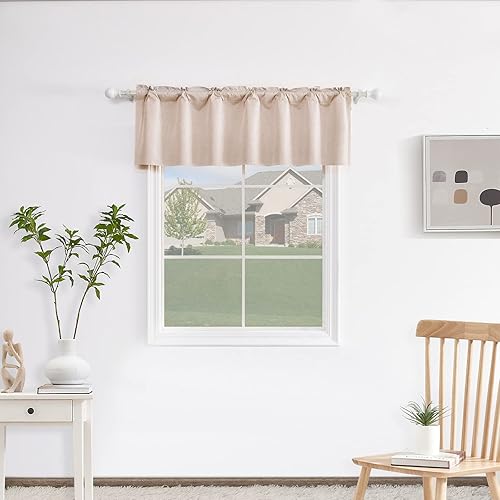 Miniatura 2 de Luvyohmee Cenefas rosas para ventanas, cenefas opacas para sala de estar, cortinas de lino sintético para dormitorio, cocina, baño, cafetería,