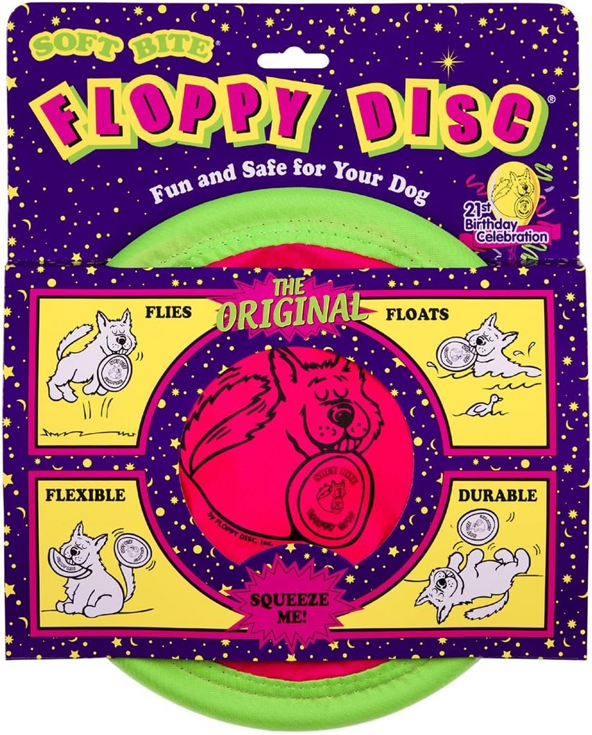 Floppy Disc 10-Inch Original Classic Style Soft Bite Disc Toy for Dogs, Regular