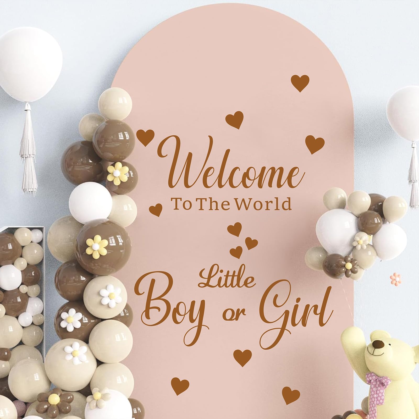 MOSITU Baby Shower Backdrop Decals 37 Pcs 2 Sheets Gender Reveal Party Stickers Boy or Girl Sign Balloon Arch Wall Decor Oh Baby He She Photo Props for Neutral Nursery - Image 3