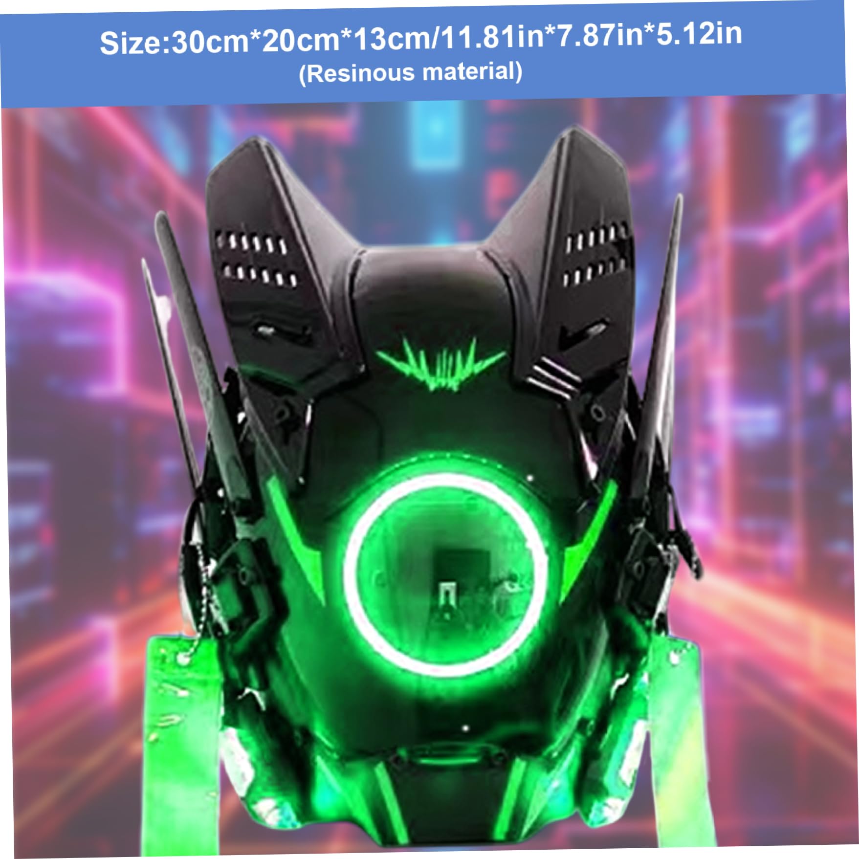 Masque punk, casque cool à lumière ronde LED, cyber-masque de style futuriste Techwear pour fête, festival de musique, cosplay