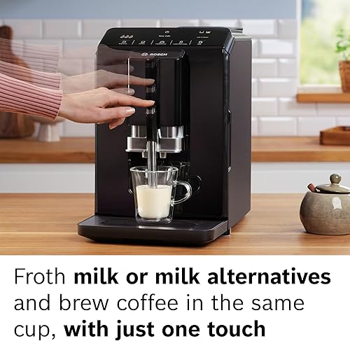 Miniatura 3 de Bosch Máquina de café y café totalmente automática serie 300  Espumador en taza, bebidas con leche OneTouch, 5 opciones de bebidas, molinillo de