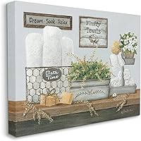 Vista 3 de Stupell Industries Lienzo decorativo para pared de cuarto de baño Country Washroom, 20 x 16, azul