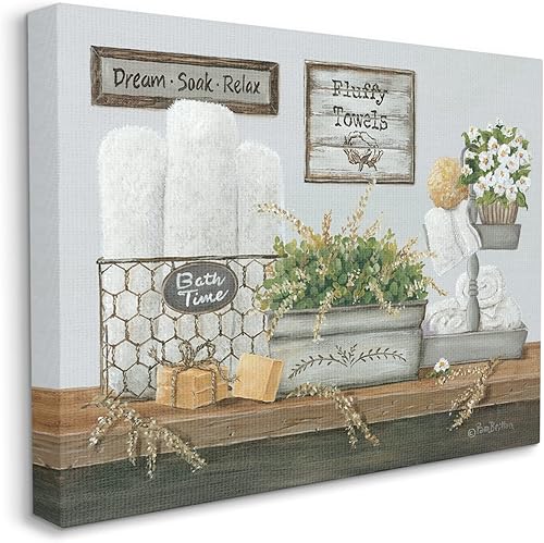 Miniatura 3 de Stupell Industries Lienzo decorativo para pared de cuarto de baño Country Washroom, 40 x 30, azul