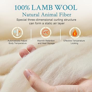 YOUR MOON Summer Lightweight Wool Comforter - Breathable & Thin Duvet Insert for Hot Sleepers, 100% Australian Lamb Wool Filling 100gsm with Pure Cotton Shell-Queen Size (White)