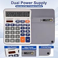 Vista 5 de Calculadora de escritorio, pantalla LCD extragrande de 5 pulgadas, calculadora de escritorio, 12 dígitos, calculadoras con botones grandes, batería