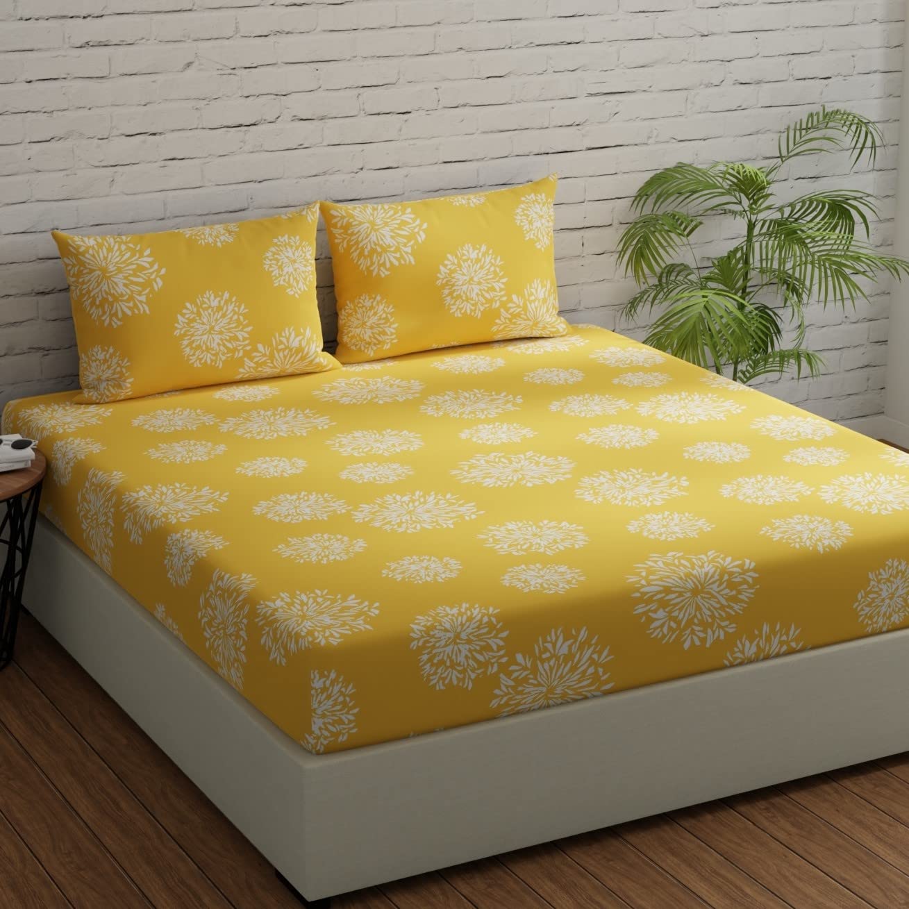 HUESLAND by Ahmedabad Cotton 144 TC Cotton Bedsheet for Double Bed King Size with 2 Pillow Covers | 9ft x 9ft