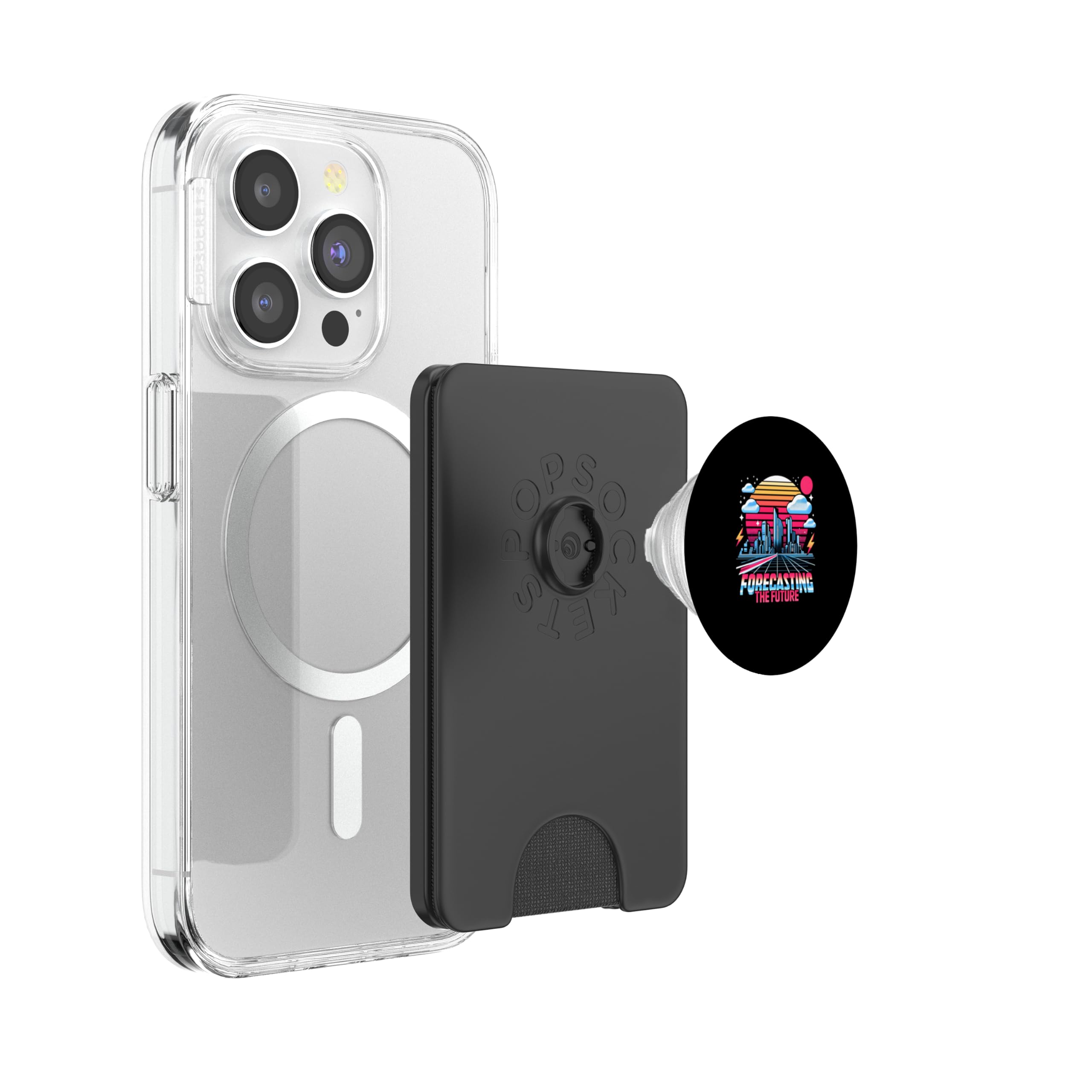 Forecasting The Future Climate Change Awareness PopSockets PopWallet for MagSafe, Black - Image 3