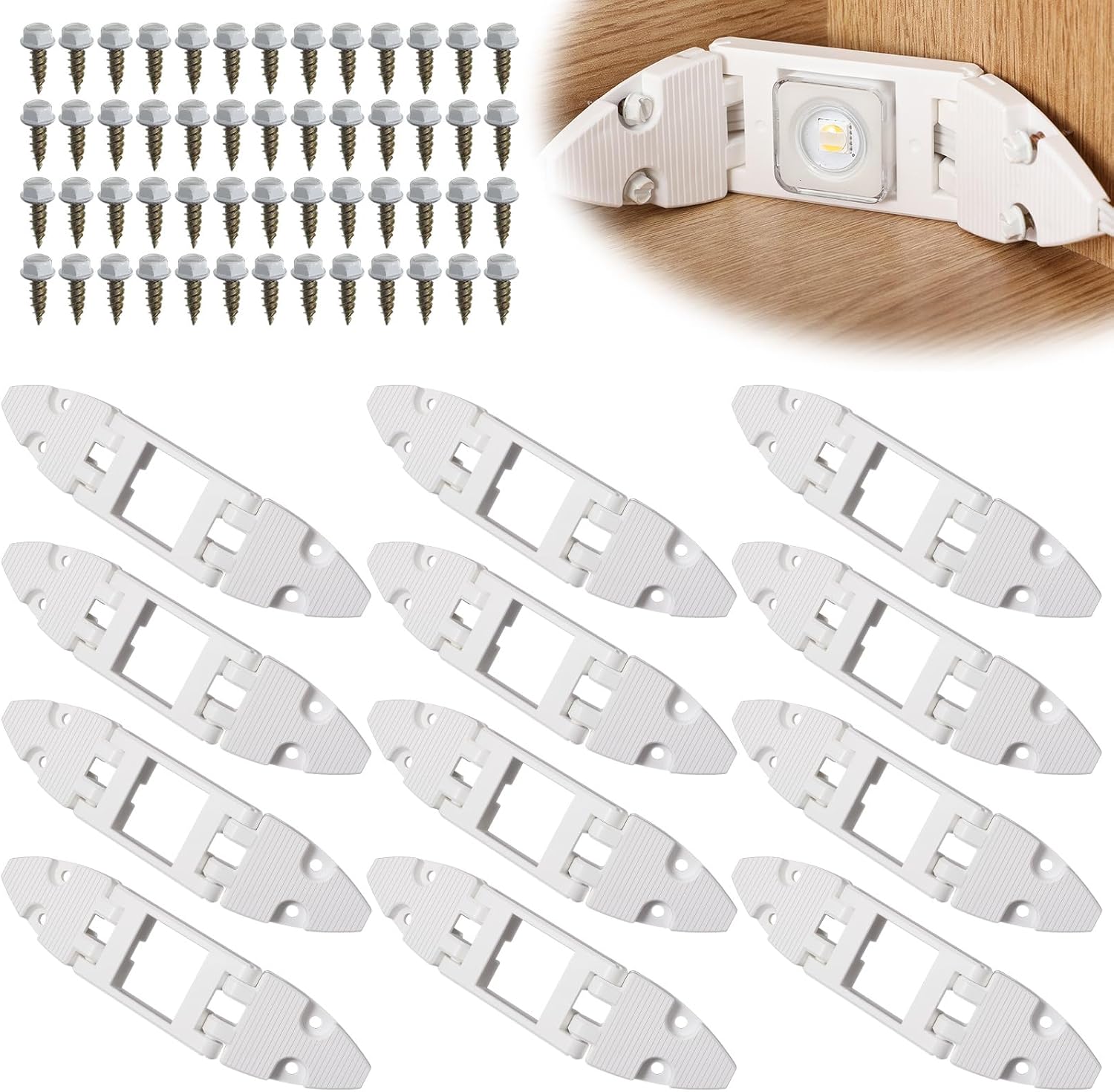 12 Pack Gable Light Clips Compatible with Govee H705 H805 Permanent Outdoor Lights with Screws a Variety of Roof Pitches Cable Management (White)
