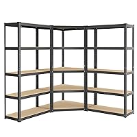 SONGMICS Set di Scaffale Angolare a 5 Ripiani, Scaffalatura ad Angolo in Acciaio per Carichi Pesanti