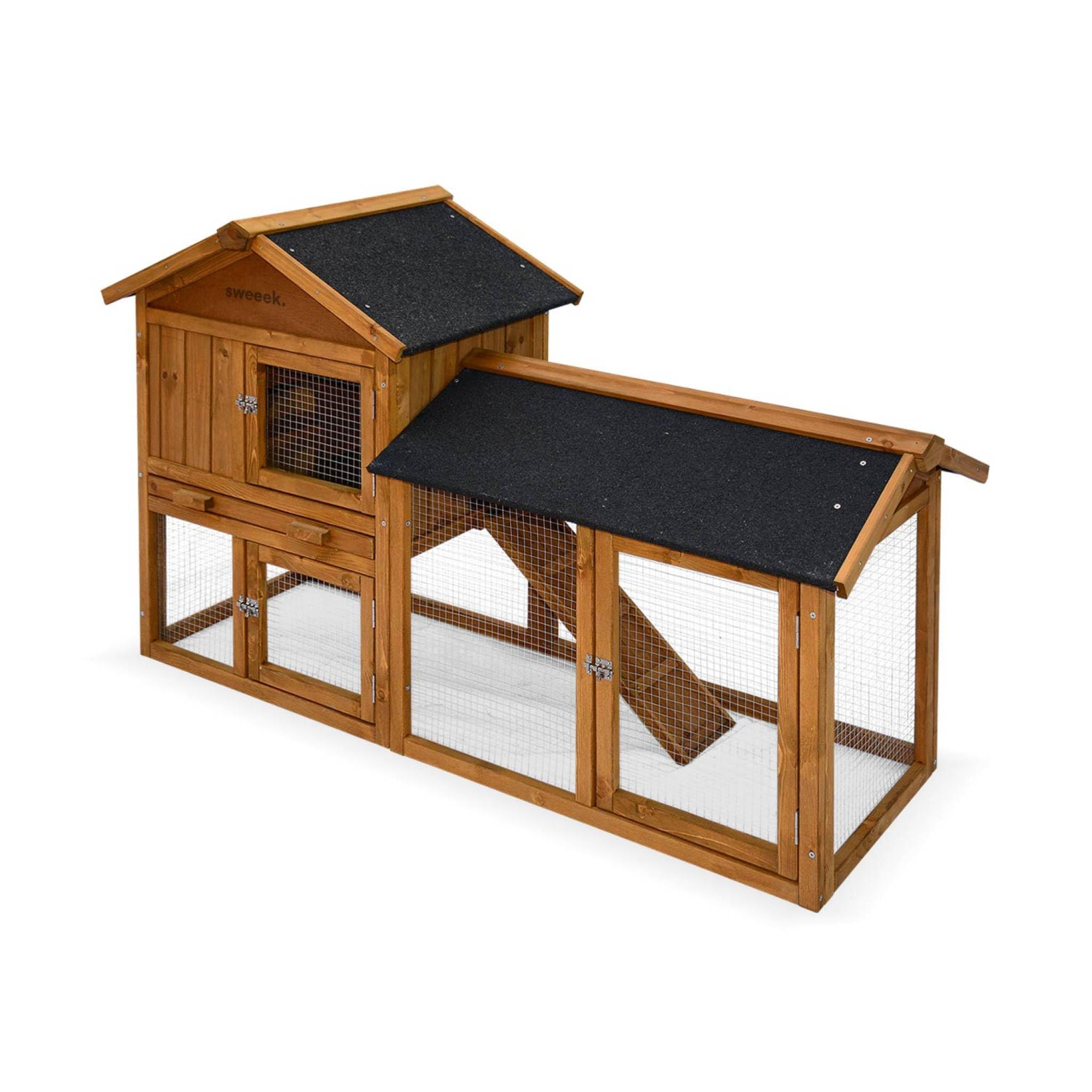 Alice's Garden - Clapier en Bois Hotot pour Lapin et Autres rongeurs. 4 Lapins. Cage à Lapin avec enclos. Espace intérieur et extérieur