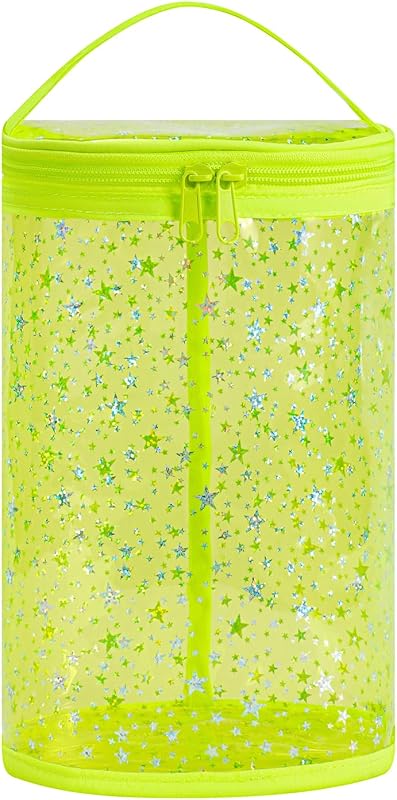 Necessaire cilíndrica transparente RSRSLEII com estrelas, 05Fluorescent Green