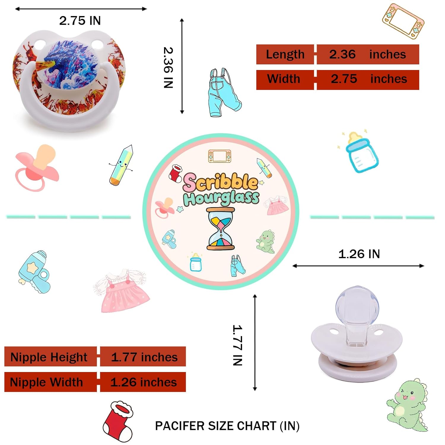 Adult Pacifier for Anxiety: Cute Paci Large Shield for Sleep - Handle Binky with Pacifier Clips - Image 5