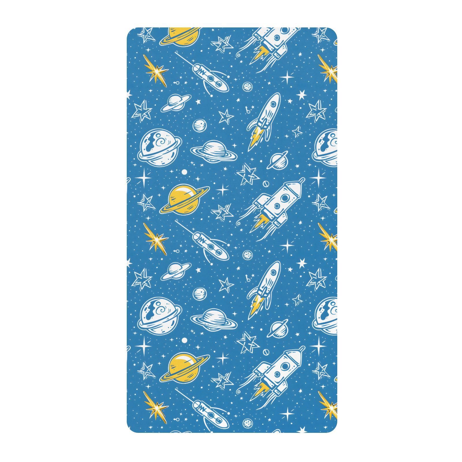 Drap-housse pour berceau de bébé motif étoile et espace pour garçons et filles, 71,1 x 132,1 cm, bleu ciel