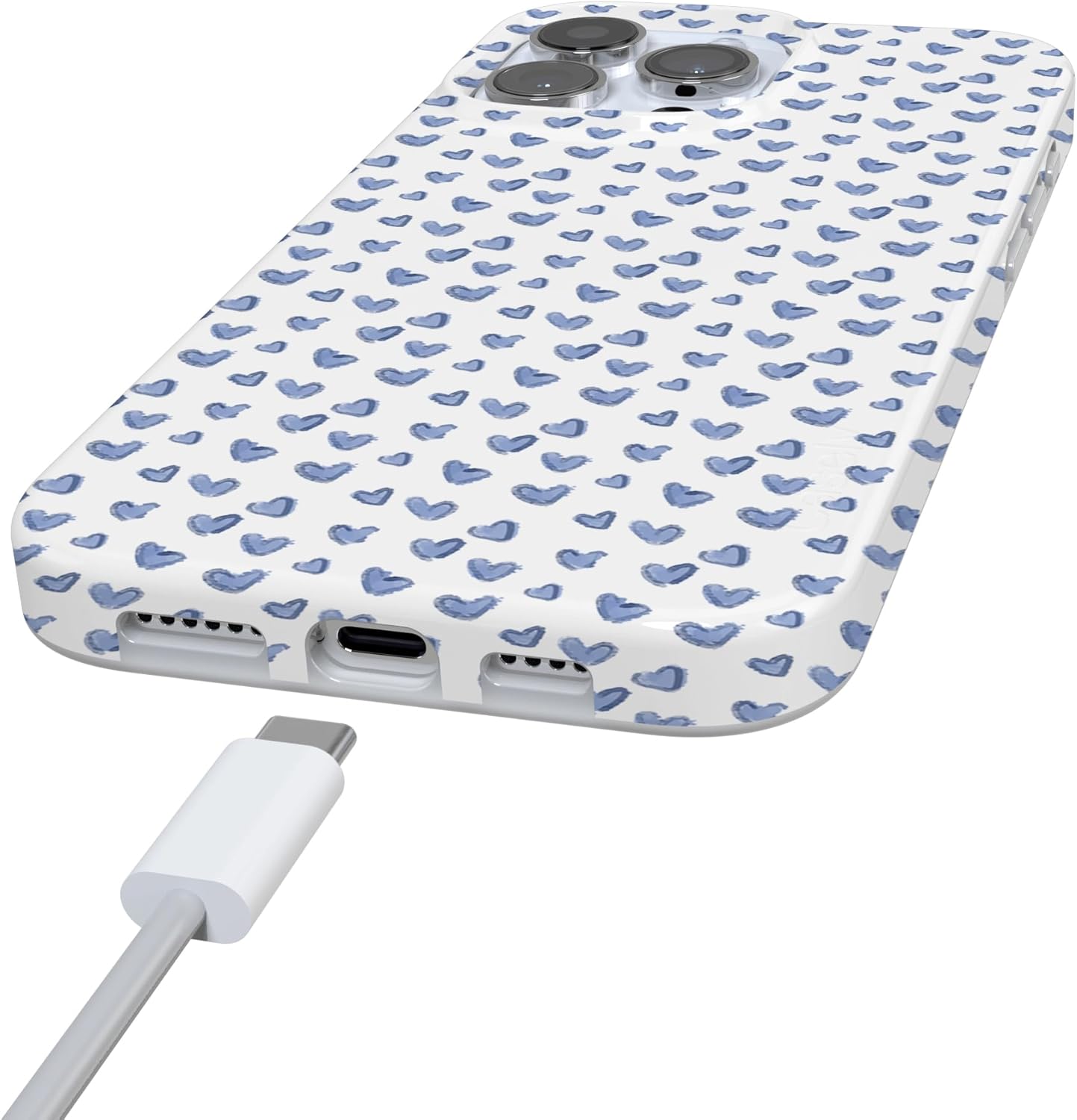 Casely iPhone 16 Pro Max Case | Lovebug | Blue Hearts | Compatible with MagSafe | Classic Ultra Slim Design