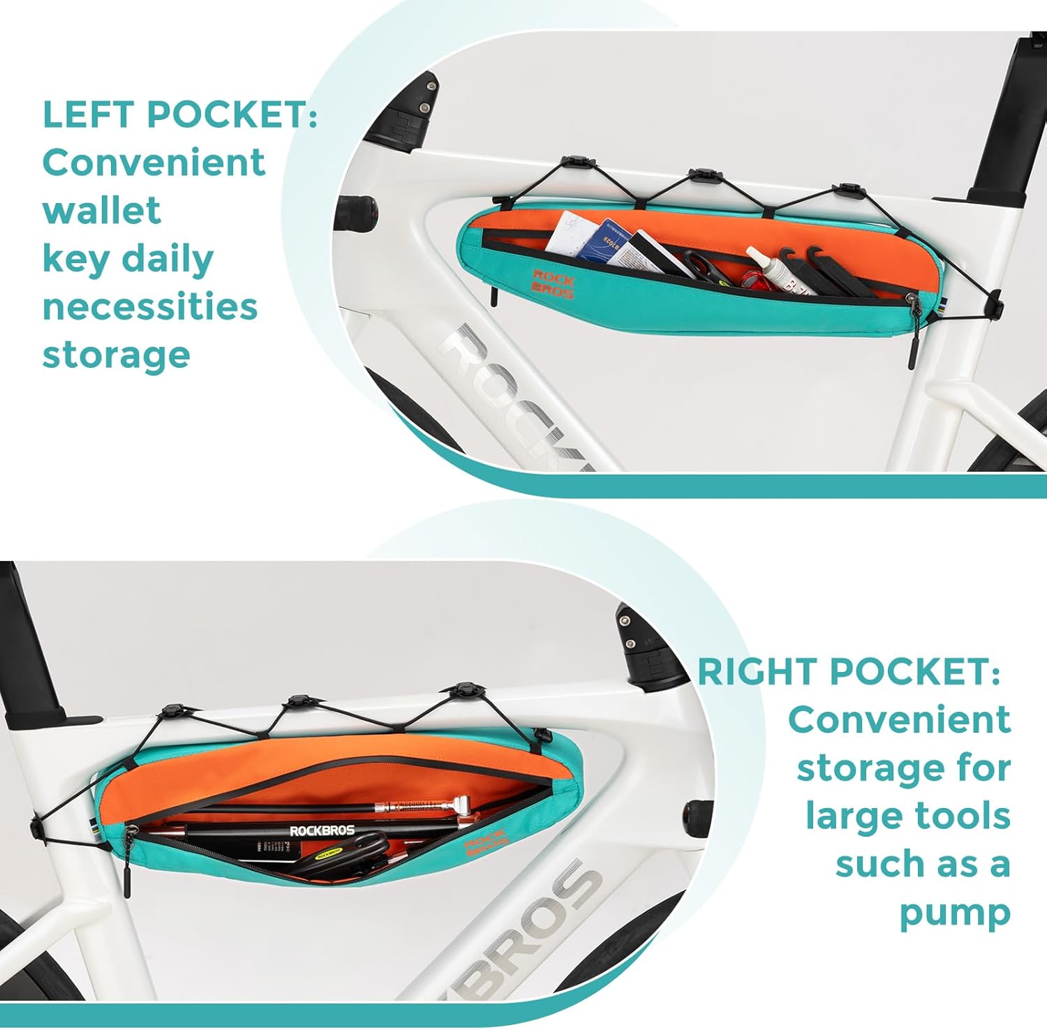 ROCKBROS Bike Frame Bag Bike Triangle Bag Bike Top Tube Bag 1.5L Bike Bag Pouch Storage Bag for Cycling Mountain Road Ebike