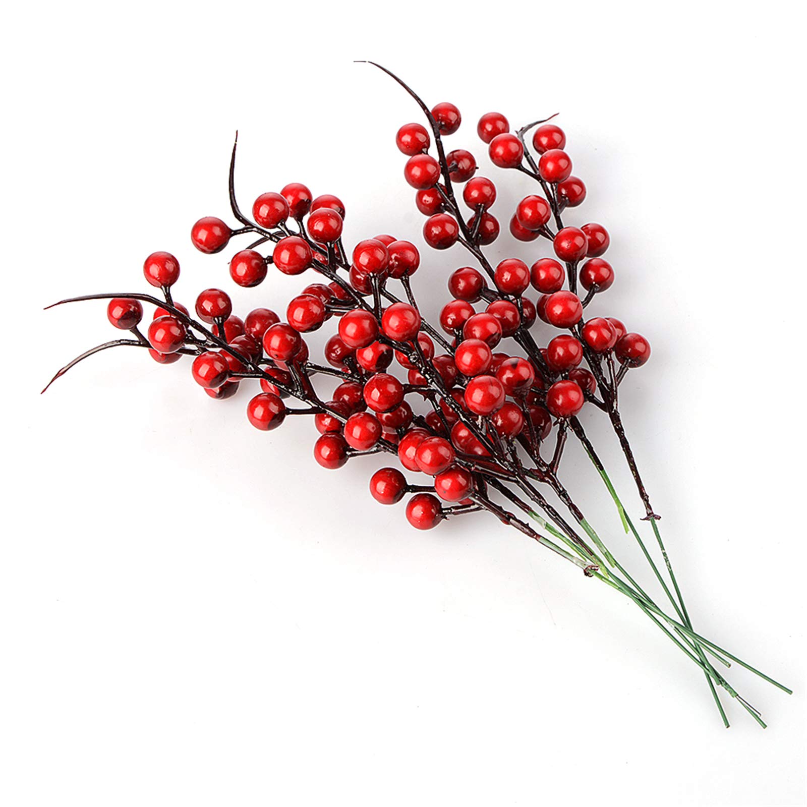 Belupai Kunstmatige Rode Bessen Stengels, Bordeaux Rode Bessen Picks Hulst Bessen Takken, Kerst Ornamenten Decoratie Voor Kerstboom Vaas DIY Krans Ambachten Home Decor (8