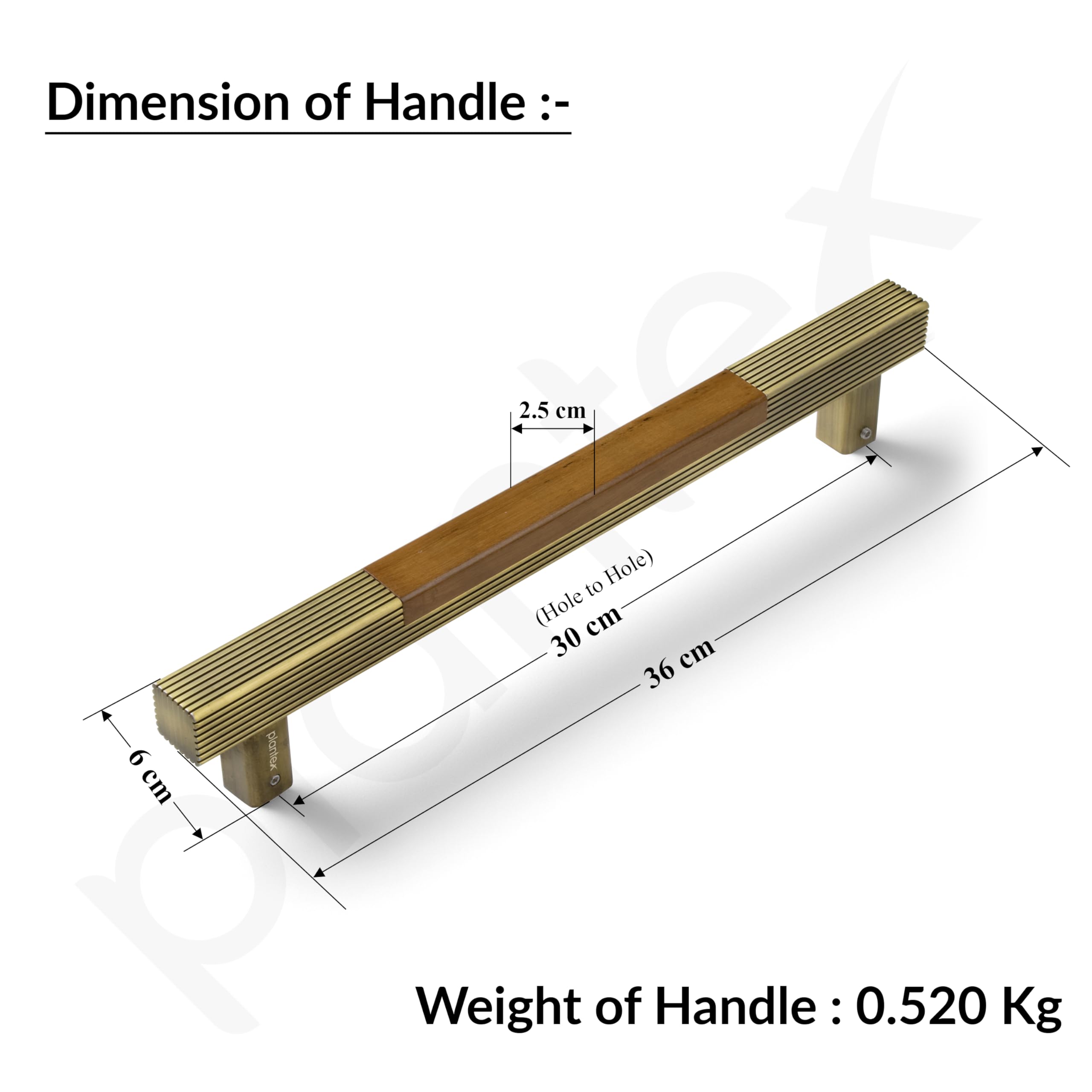 Plantex 280 Premium 12-inch Door Pull-Push Main Door Handle for Glass Door/House/Hotel/Office Door Hardware (Brass Antique & Wood Finish) — Amazon image 3