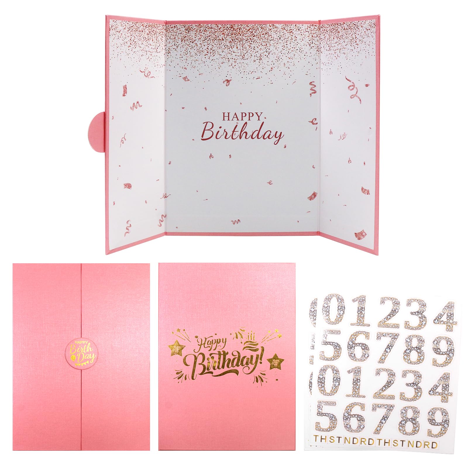 Livre d'or d'anniversaire rose doré 39x21,6 cm avec chiffres autocollants pour femmes