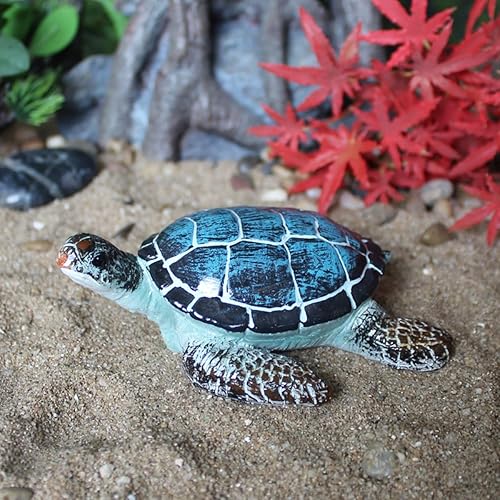Estatua de tortuga marina azul, estanque de jardín al aire libre, piscina, acuario, pecera, decoración de pecera, figura de escultura de tortuga de