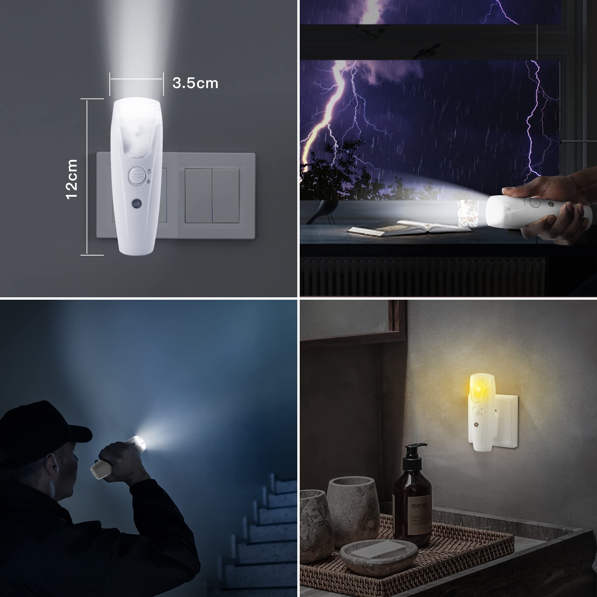 Amazon.co.jp: 緊急LED懐中電灯、3-in-1充電式停電ライト、緊急事態用