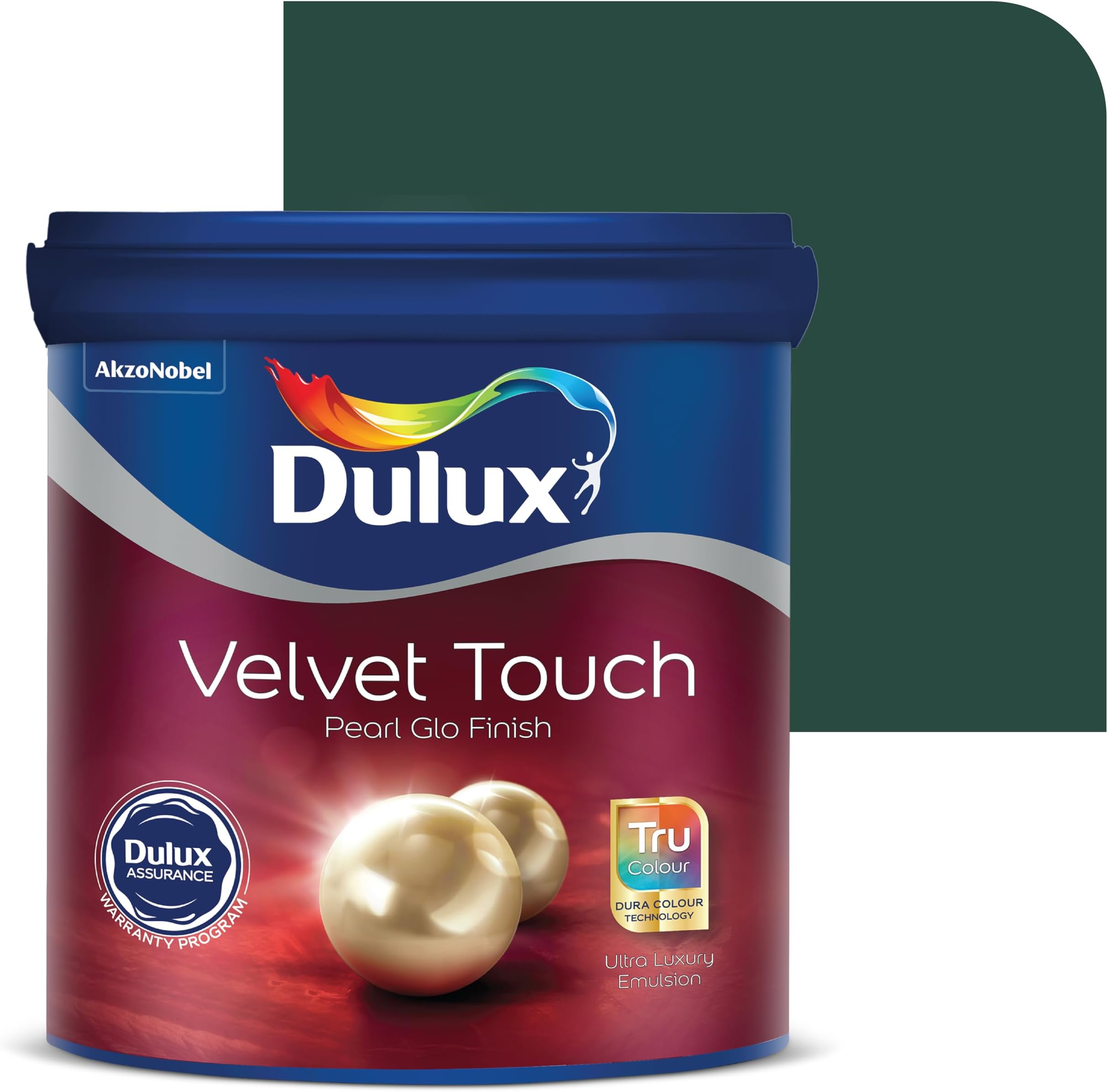 Dulux Velvet Touch Pearl GLO Interior Emulsion Paint (4L, Country Club) – Luxurious soft-sheen wall paint, highly durable, washable, rich, intense colors, with 6-year warranty