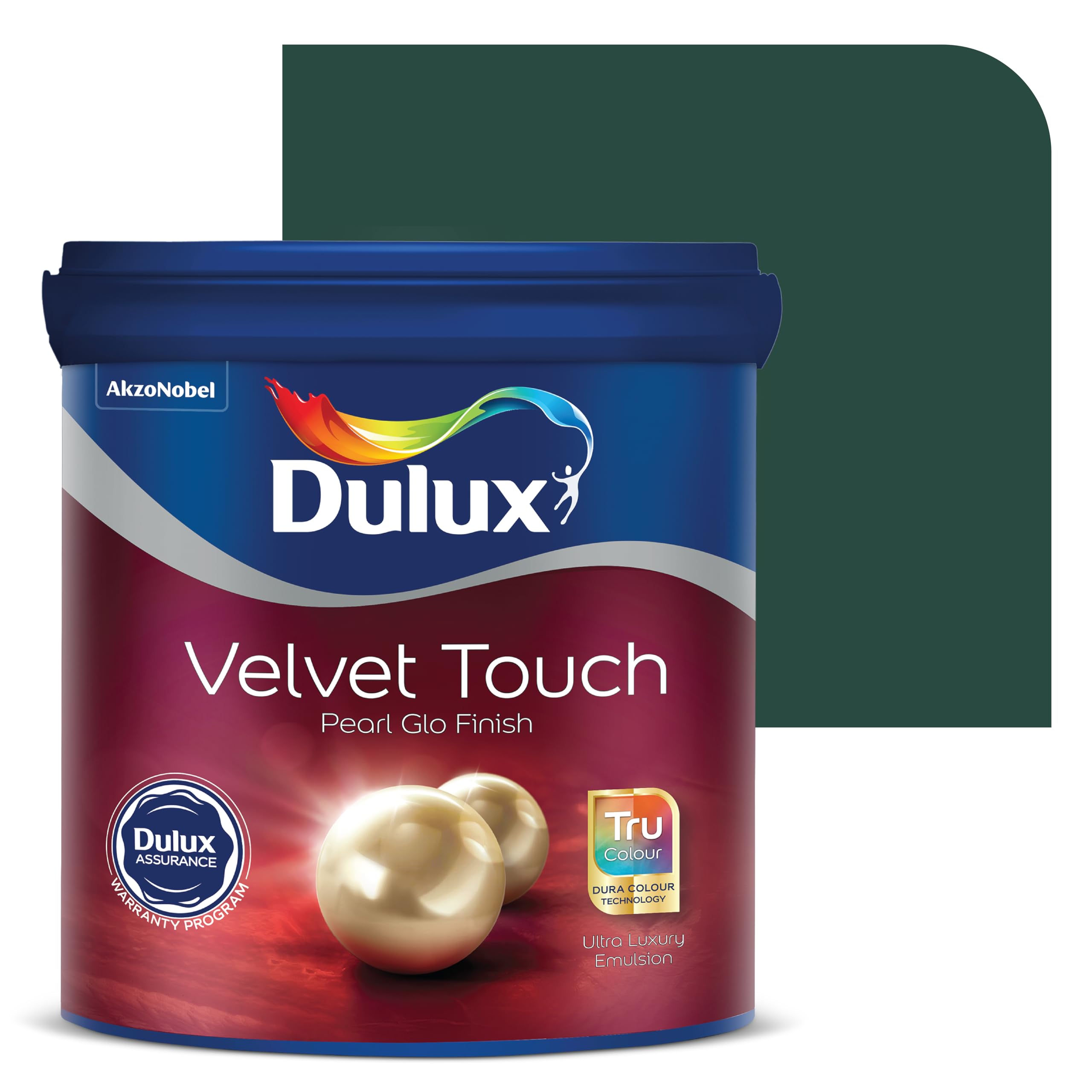 Dulux Velvet Touch Pearl GLO Interior Emulsion Paint (4L, Country Club) – Luxurious soft-sheen wall paint, highly durable, washable, rich, intense colors, with 6-year warranty