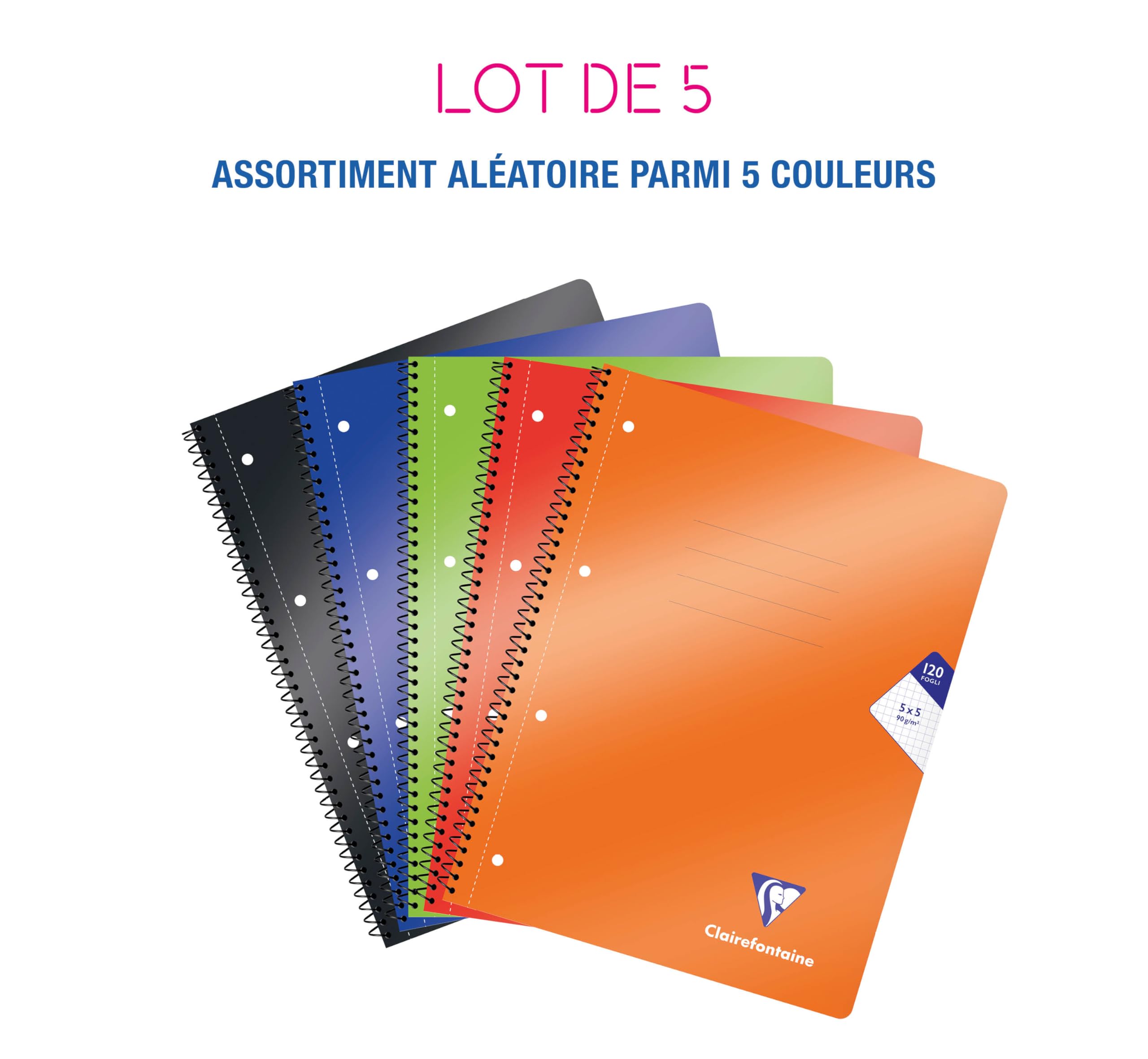 Clairefontaine 304252Cpack Lot 5 Cahiers A4+ 22,5x29,5 240p Petits Carreaux
