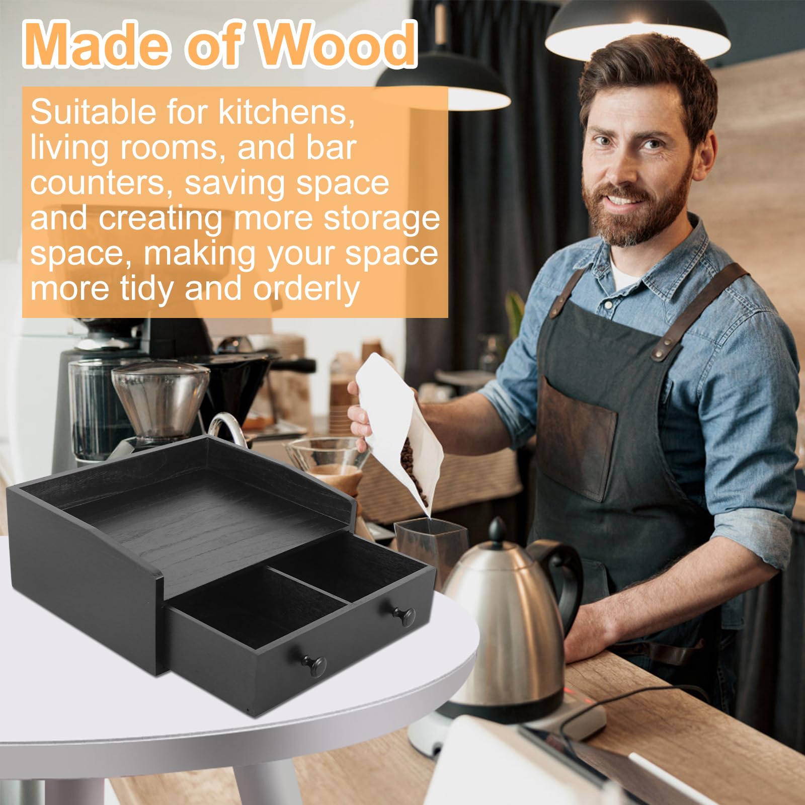 Nizer per cialde con cassetto, supporto per capsule, supporto per macchina da caffè, accessori da cucina, soluzione per riporre il caffè per casa e ufficio, design salvaspazio