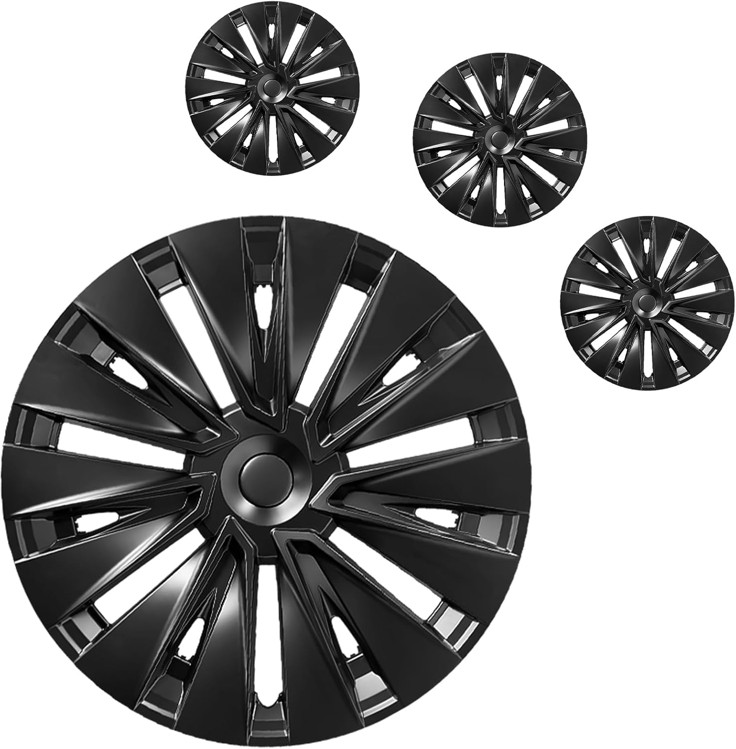 for Tesla Wheel Cover 19 inch,for Tesla Model S(2022-2024) /Model Y(2020-2024) Arachnid Style Performance 4PCS Rim Protectors Replacement Matte Black ABS Hubcaps