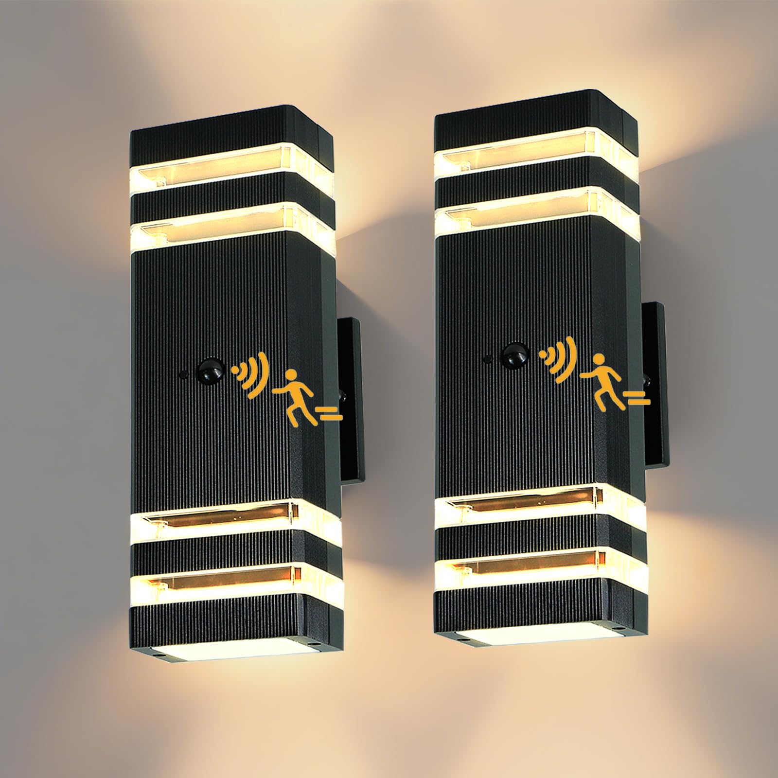 Photo 1 of iYogaled Motion Sensor Outdoor Wall Lights (Warm Light, 2 Pack)