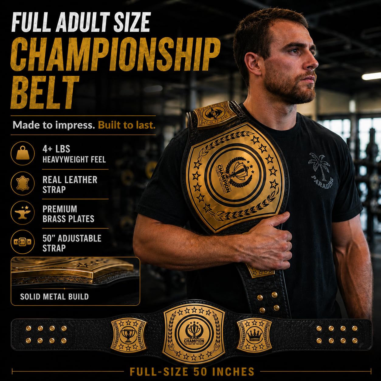 HANDSY Meisterschaftsgürtel Erwachsene - Trophäengürtel für Sport, Auszeichnungen, Geschenke, Events und Preise - Wrestling-Titelgürtel für Champions