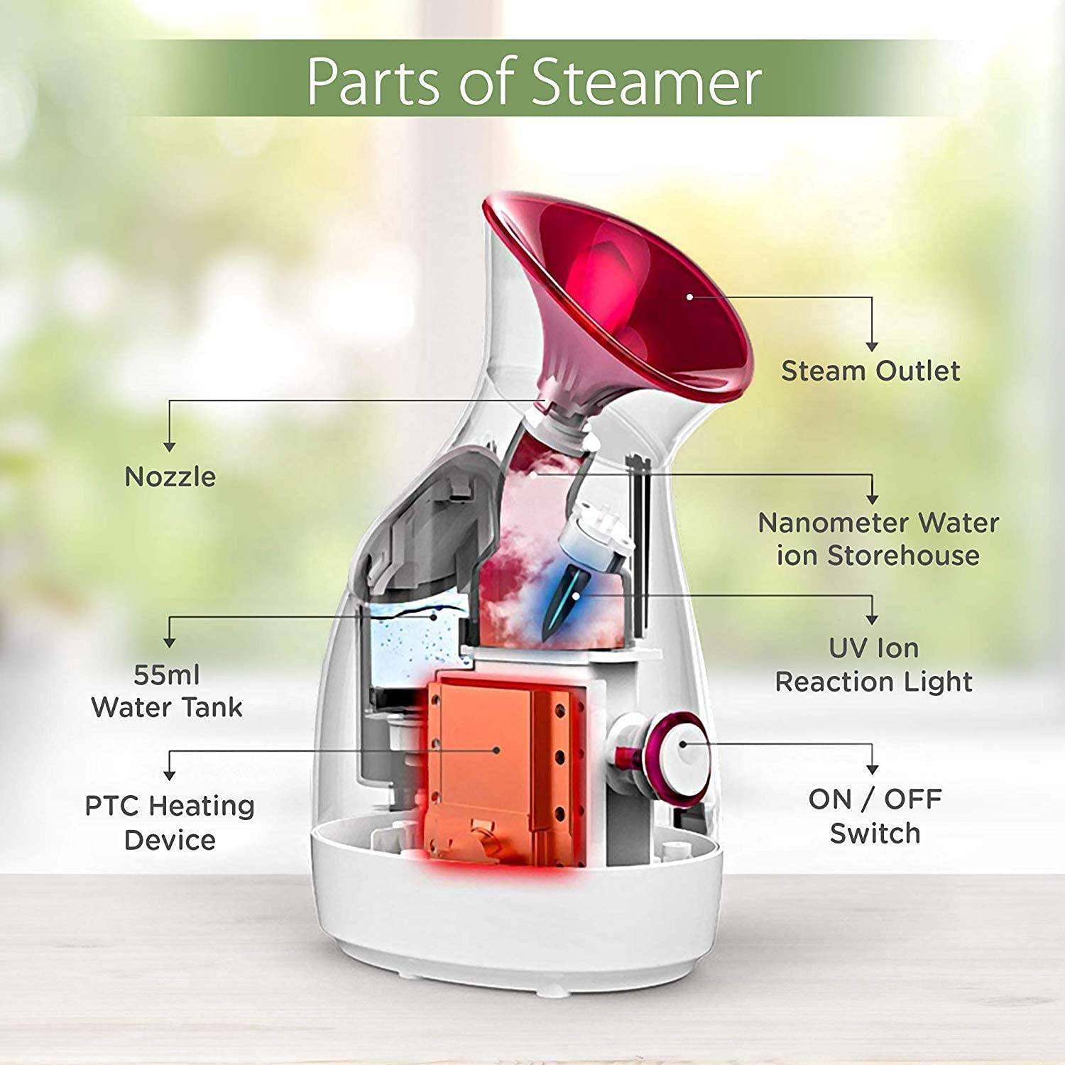 KD ZONE 3 in 1 Electric Nano Portable Ionic face Nose steam Breathing Inhaler facial Water Steamer Parlour Machine for cough & cold relief Home Air Purifier Humidifier & towel warmer heater Vaporizer 4