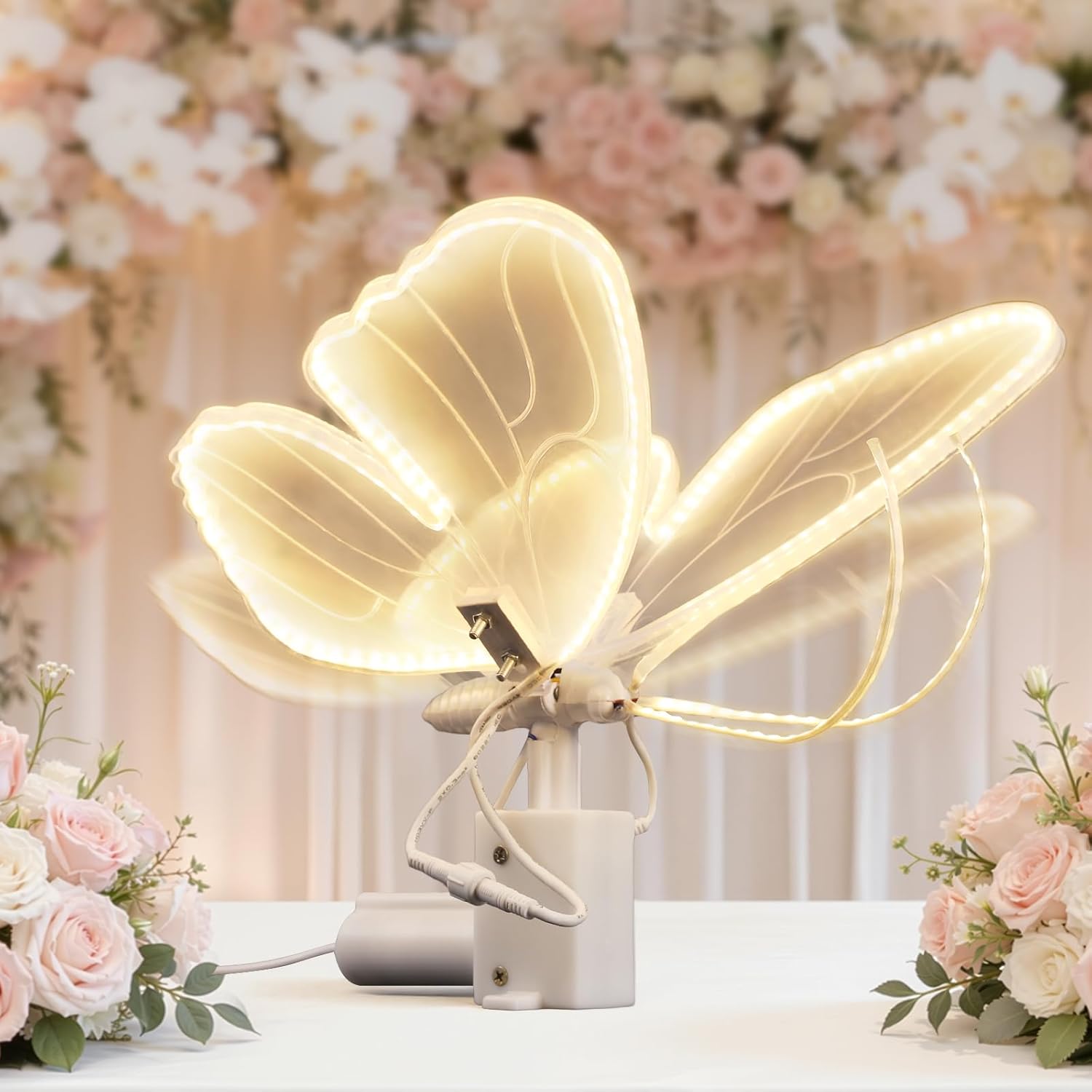 LED Moving Butterfly Light Decoration: Electric Wings Lamp for Wedding - Light Up Table Centerpiece & Wall Decor with Movement - Tying for Birthday Cake Party Baby Bridal Shower Christmas Tree
