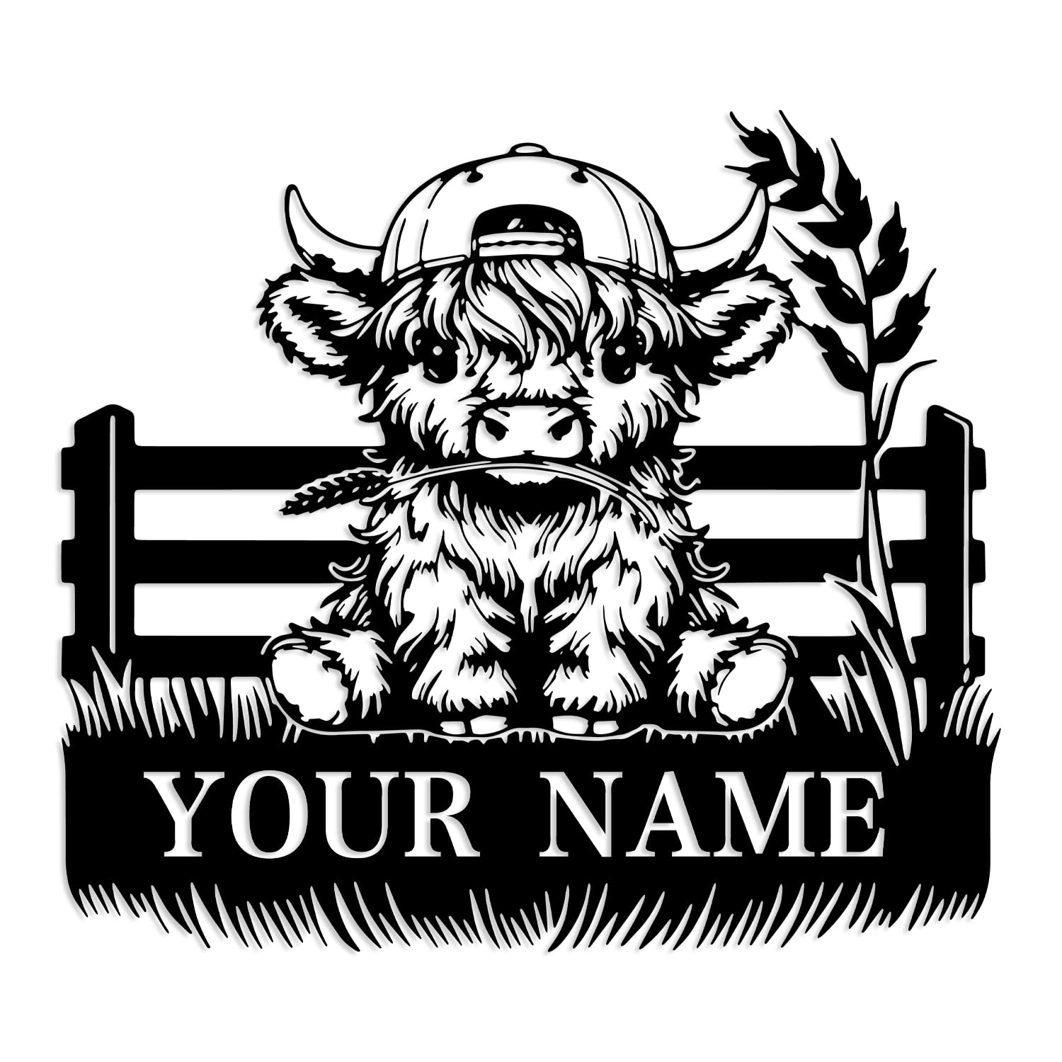 Kissesuu Cow G Custom Cow Metal Sign, Farm Wall Art, Personalized Farmhouse Decor, Farmer Name Sign, Cow Lover Gifts (Cow G)