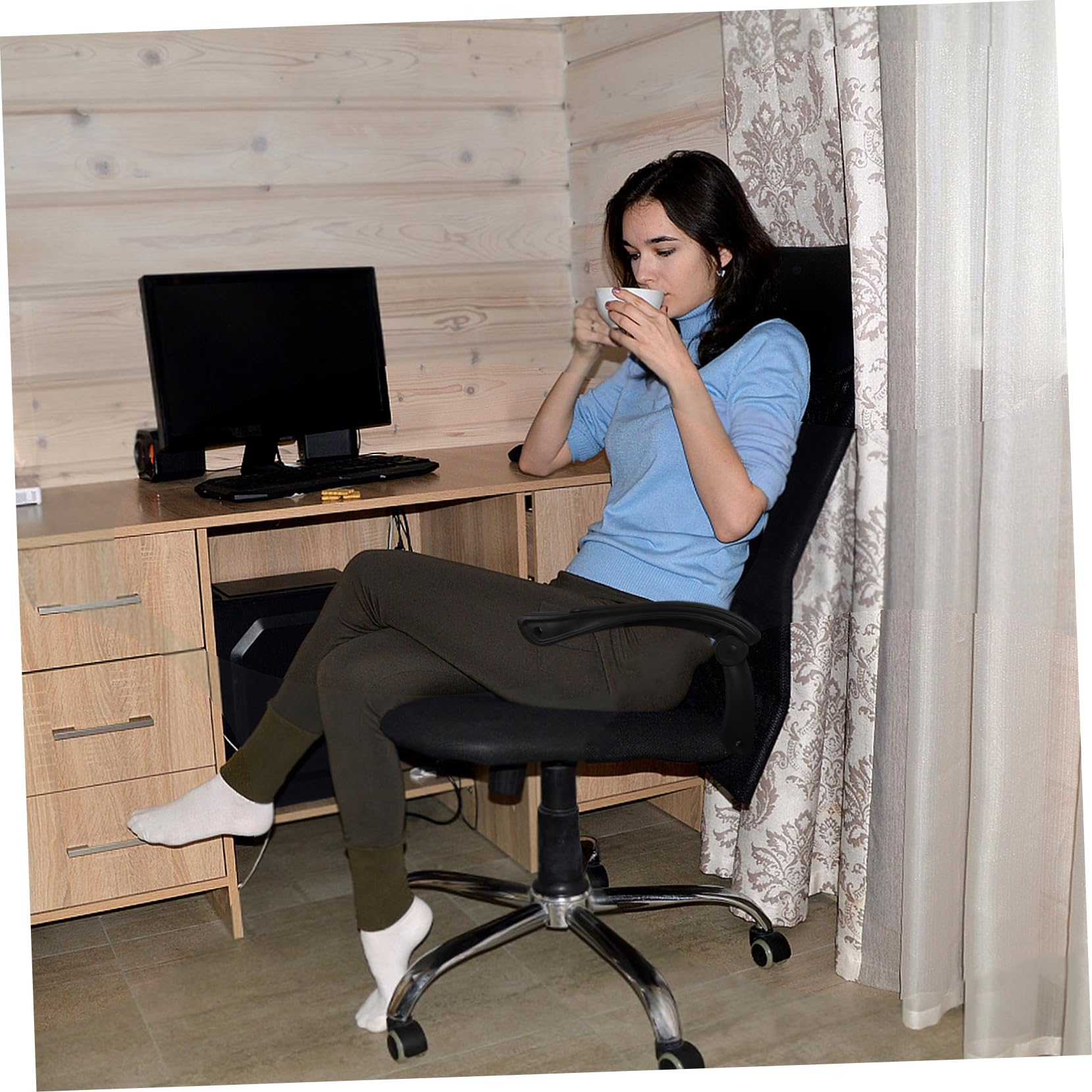 Reposabrazos Telescópico Negro de Plástico para Silla, Repuesto Profesional