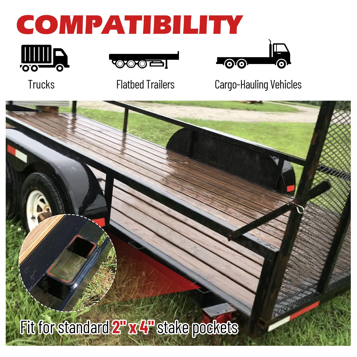 Confezione da 6 anelli a D per rimorchi da 7,348 kg, per camion e rimorchi con tasche standard da 5,1 x 10,2 cm