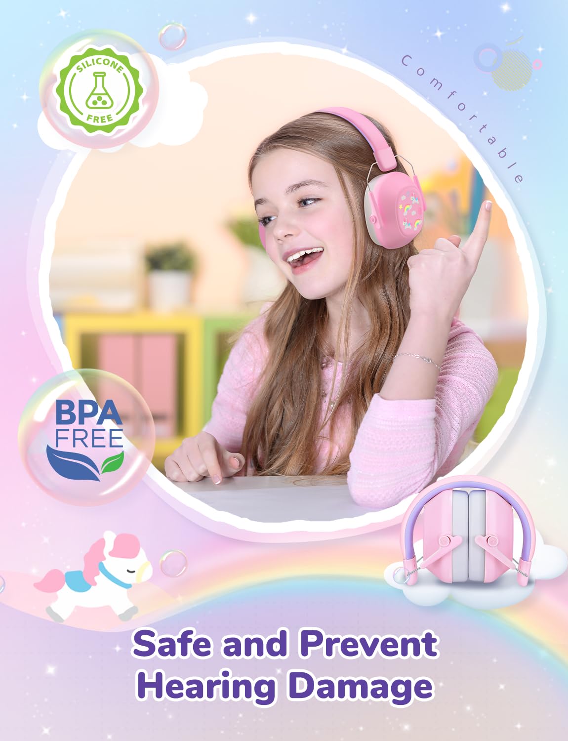 iClever Ear Defenders Children, SNR 29dB Safety Noise Reduction Ear Protectors Autism & Concentration Aid - Image 3