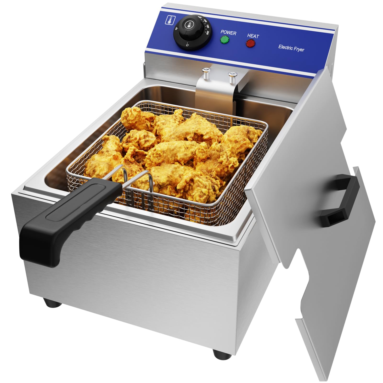 Taimiko Friggitrice Professionale Friggitrice Elettrica Commerciale Unica Serbatoio In Acciaio Inox 3000W 220V-240V Termostato 60-200°C (6L)