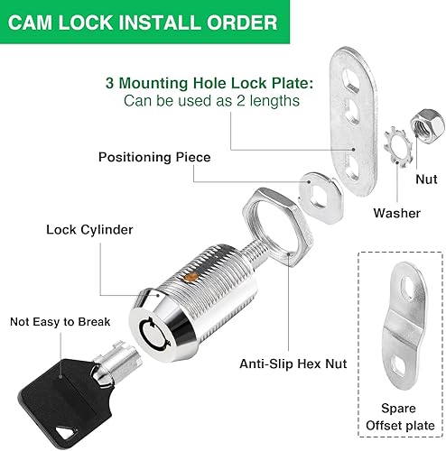 Miniatura 31 de Paquete de 2 cerraduras de caja de herramientas con llaves, cerradura de almacenamiento de RV de 5/8 pulgadas con llave similar, cerraduras de leva