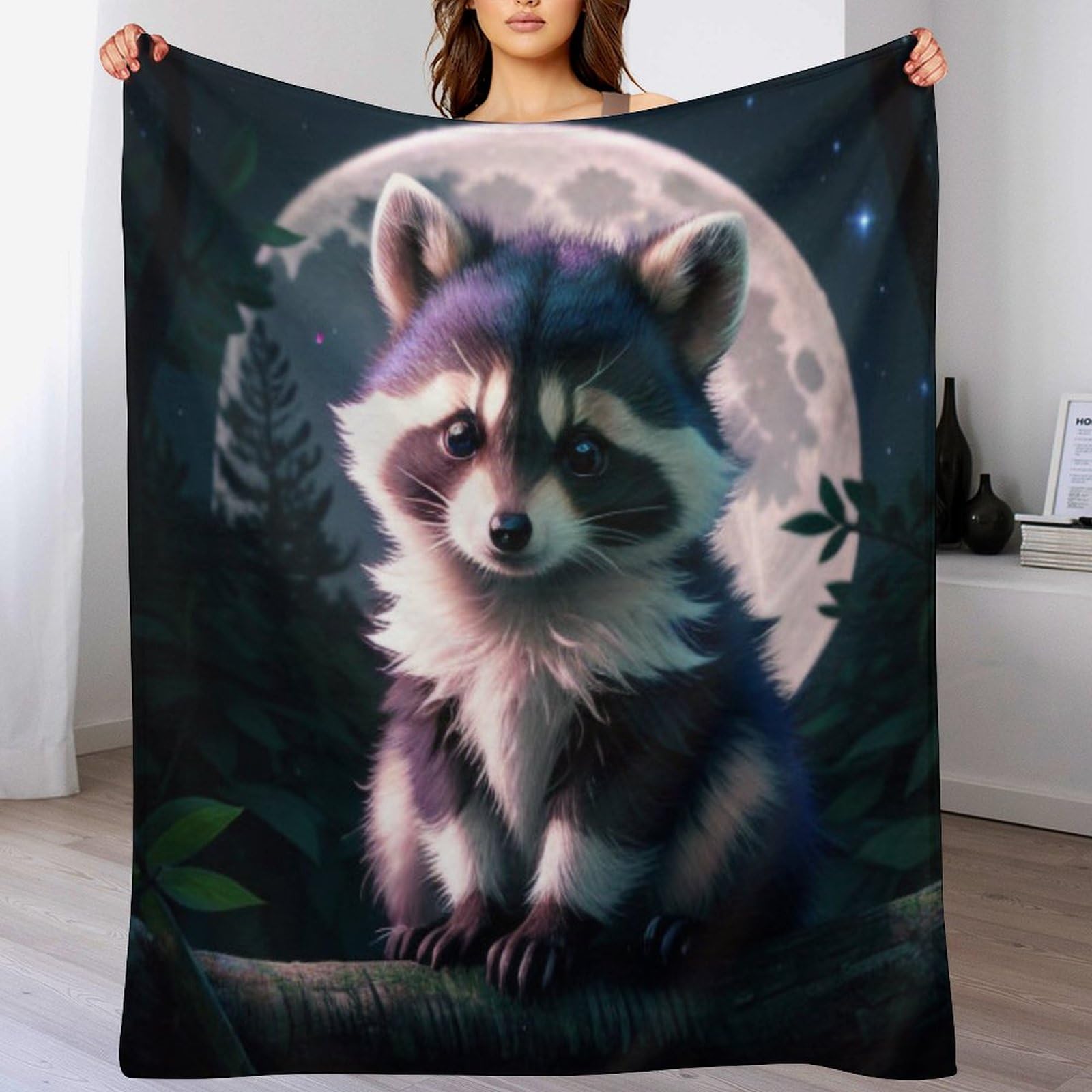 Couverture raton laveur 3D flannel légère et chaude idéale pour vos voyages et soirées canapé
