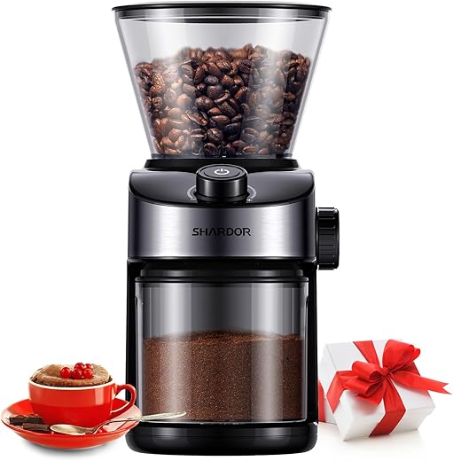 SHARDOR Coffee Grinder Burr Electric, 25 Precise Grind Setting, 40-Second Adjustable Timer,...